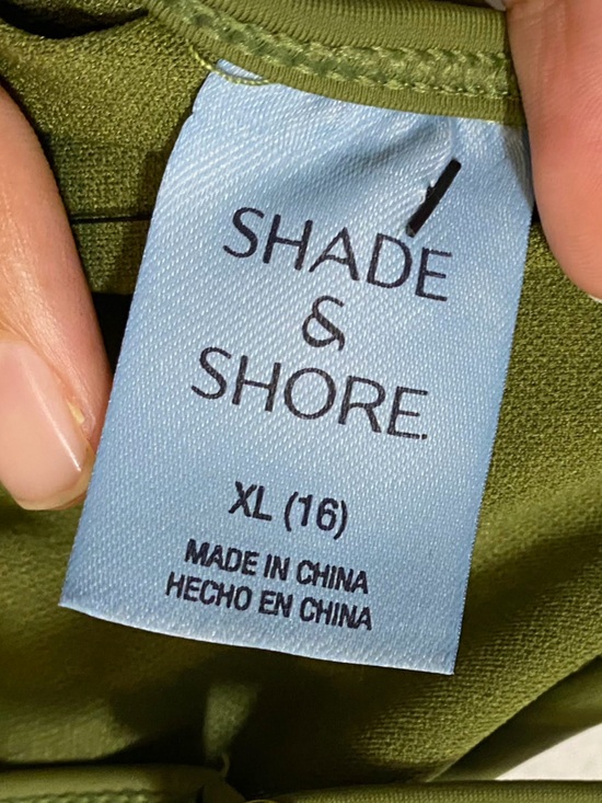 Shade & Shore Olive Green Bikini Top XL (16) Adjustable Strap Swim Top NWT - Picture 10 of 13